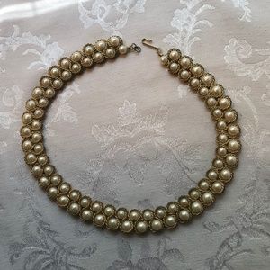 Vintage Faux Pearl Collar Necklace